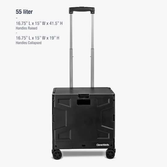 CleverMade® 55L Black Wheeled Trolley Crate